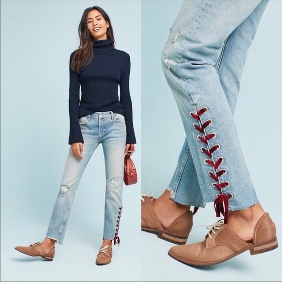 Anthropologie Denim - Anthropologie Pilcro & The Letterpress Lace Up Slim Straight Jeans